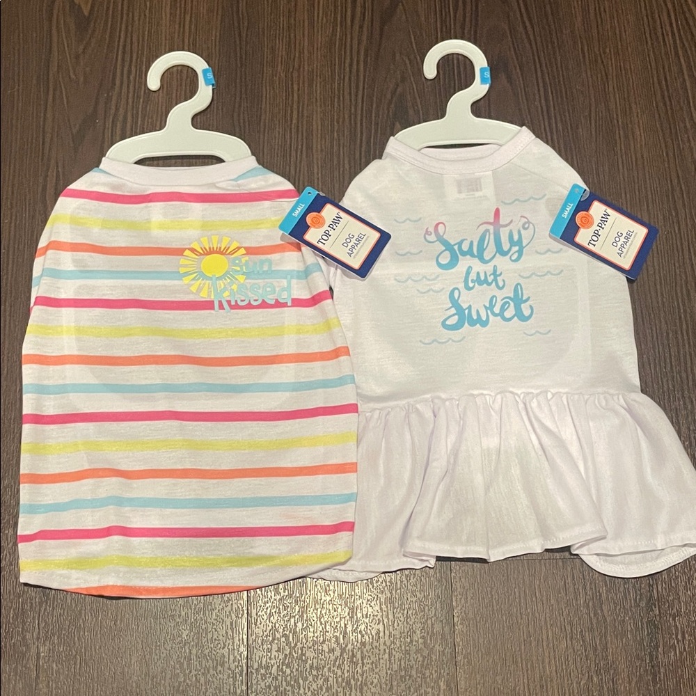 Top Paw Multicolor Striped and White Dog Dresses
